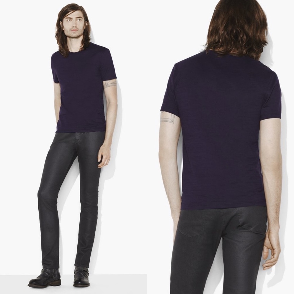 JOHN VARVATOS STRIATED CREWNECK SLIM FIT T-SHIRT K1762S3-AZJ3 PURPLE PLUM S - Picture 3 of 13